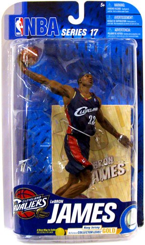 McFarlane Toys NBA Sports Picks Series 17 2009 Wave 2 Action Figure Lebron James (Cleveland Cavaliers) Navy Jersey Gold Collector Level Chase