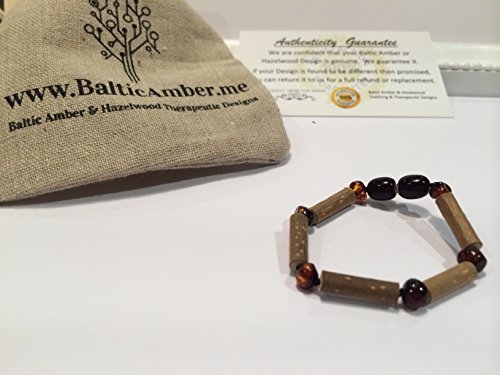 GERD, Colic, Reflux Baby Bracelet 5 - 6 inches Hazelwood Polished Cherry Baltic Amber Bracelet for babies baby infant toddler bub for Gut issues; Eczema, Colic, Reflux, GERD, heartburn, and ulcers. 100% Satisfaction Guaranteed. 14 cm inches Hazel wood (Polished Baltic Amber Cherry)