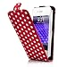 Red and White Polka Dot Pattern Magnet Flip Hard Leather Case For Apple iPhone 4S / 4 (AT&T, Verizon, Sprint)