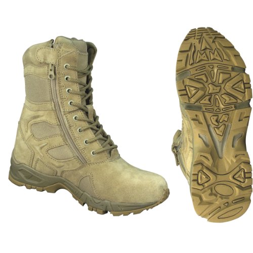 New Desert Tan Tactical Combat Boots with Side Zipper, Mens Size 11W