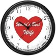 Red Heart - World's Best Wife - Love & Friendship Theme Wall Clock by WatchBuddy Timepieces (Slate Blue Frame)