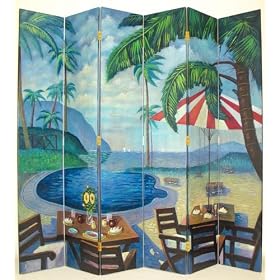 Palm Beach Room Divider, 84Hx96W, BLUE MULTI by Home Decorators Collection