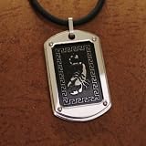 51Bg7Exi6HL. SL160  J1036 Designer Inspired Modern Black Scorpion Mens Pendant Ancient Symbols Tag Dog Stainless Steel Necklace for Men Chain on a Rubber Cord Presentation Box
