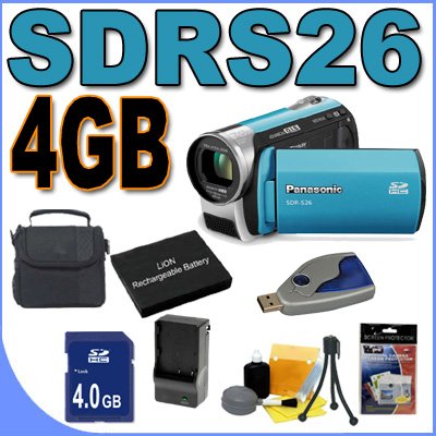 Panasonic SDR-S26 SD Flash Camcorder w/70x Optical Zoom (Blue) BigVALUEInc Accessory Saver 4GB Battery Bundle Panasonic SDR-S26 SD Flash Camcorder w/70x Optical Zoom (Blue) BigVALUEInc Accessory Saver 4GB Battery Bundle