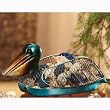 Pack of 2 Hand Sculpted Metal Pelican Decorative Bird Figure Baskets 12.75"