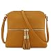 Lightweight Medium Crossbody Bag with Tassel Mustard