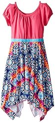 Girls Polyester/Spandex/Knit Cutout General Print  Dress
