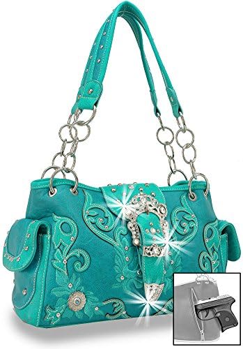Concealed Carry Rhinestone Bling Buckle Western Cowgirl Gun Pocket Purse