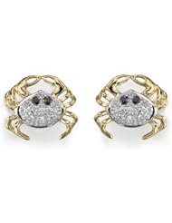 14k Yellow Gold 0.08 Ctw Diamond Crab Earrings