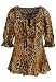 Avenue Plus Size Leopard Print Crinkled Peasant Blouse