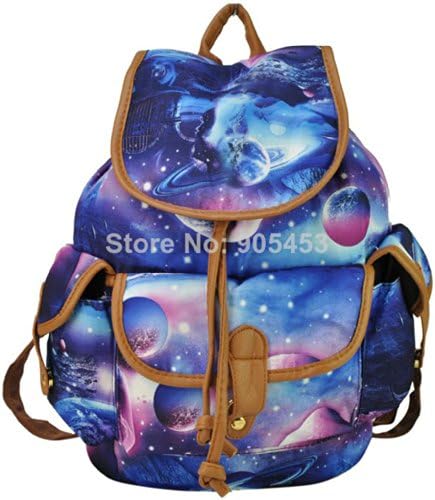 Women Fashion Galaxy Print Charm Color Backpack Girl School Rucksack Canvas Versatile Bag