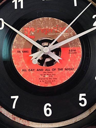 The Kinks "All Day And All Of The Night" Upcycled Vinyl Record 45 rpm Wall Clock One Of A Kind Record Clock