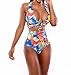 Ninimour- Women's Colorful Swimsuit Crossover Deep V-neck Swimwear Bathing Suit