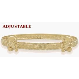 Adjustable Yellow Gold Baby Teddy Bear Bracelet by Elite
