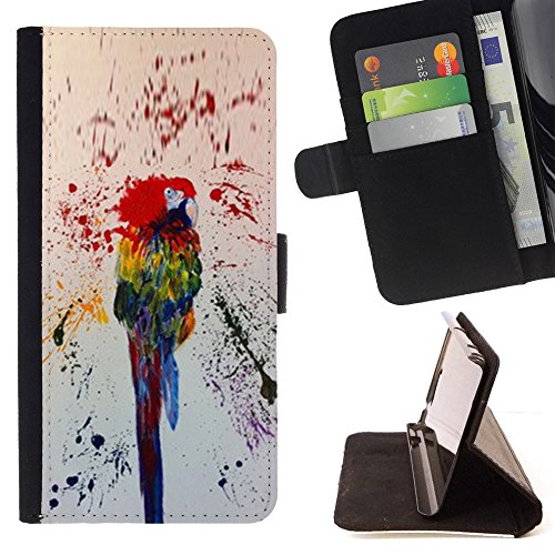 DEVIL CASE - FOR Sony Xperia m55w Z3 Compact Mini - Parrot Colorful Paint Splashes Rainforest - Style PU Leather Case Wallet Flip Stand Flap Closure Cover