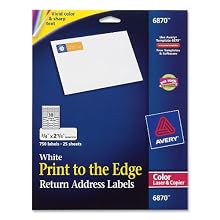 Avery 6870 White laser labels for color printing, 3/4x2-1/4 label, 750 labels/pack