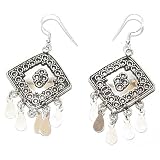 Bijoux ethniques - Boucles d'oreilles carr�es en argent 925par ShalinIndia