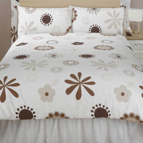 Fantazia Brown Cream Single Duvet, Fitted Valance Sheet & 66x72 Curtains