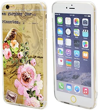 iPhone 6 Case, 6s Cover, Fyee [Retro] Slim Flexible Dual TPU Rubber Back Cover Clear Case with Flower Pattern Design for iPhone 6/6s 4.7 inch