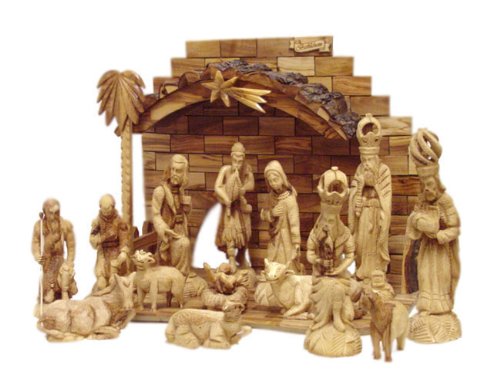Olive Wood King's Nativity Set (15 Pieces Set)