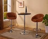 Set Of 2 Brown & Chrome Finish Air Lift Adjustable Swivel Bar Stools