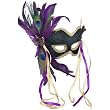 Mardi Gras Feather Couples Mask - Purple