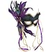 Mardi Gras Feather Couples Mask - Purple