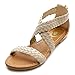 Ollio Women's Shoe Cross Braided Multi Color Flat Sandal