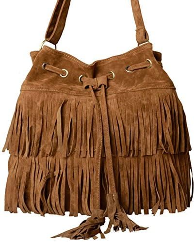 Fashionmall2015 Tassel Fringe Shoulder Bag Hobo Tote with Handbags Messenger Bag (brown)
