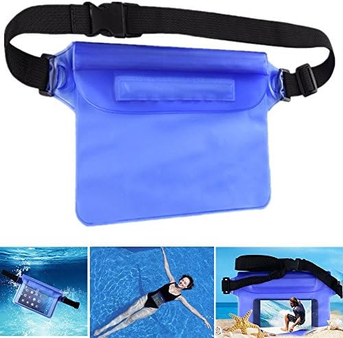 Vinso Tech Waterproof Pouch with Waist Strap for Beach, Swimming, Boating, Fishing, Camping - Save Your iPhone, Camera, Cash, MP3, Passport, Documents Dry and Clean (Blue)