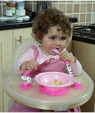 Stay Put Cutlery and Bowl Set - Pink