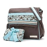 Blue Damask Messenger Diaper Bag