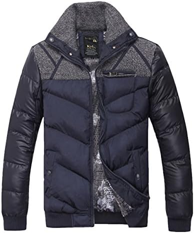 NLLTLS Men's Fashion Puffer Stand Collar Splice Warm Winter Coats