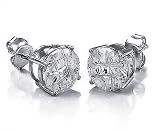 Bling Jewelry Sterling Silver Basket Set Round Invisible Cut CZ Men Unisex Stud Earrings Select Ct