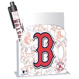 Boston Red Sox Desk Caddy Note Paper Holder w/ matching Ballpoint Grip Pen