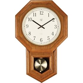 Regulator Clock, New, Alder Wood Case (Oak) (21 H x13.5 W x 3.75 D) by River City Cuckoo Clocks, LLC