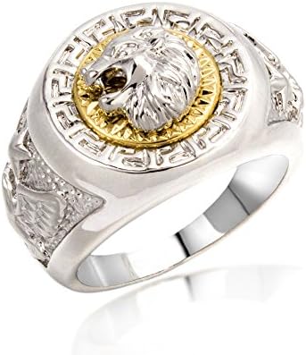 Italina Rigant Brand Men Rings,christmas Gift White Gold Plated Lion Animal Big Size Finger Rings Jewelry ,Full Size (8)