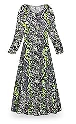 Plus Size Petite A-line Polyester/Spandex General Print Round Neck Long Sleeves Maxi Dress 