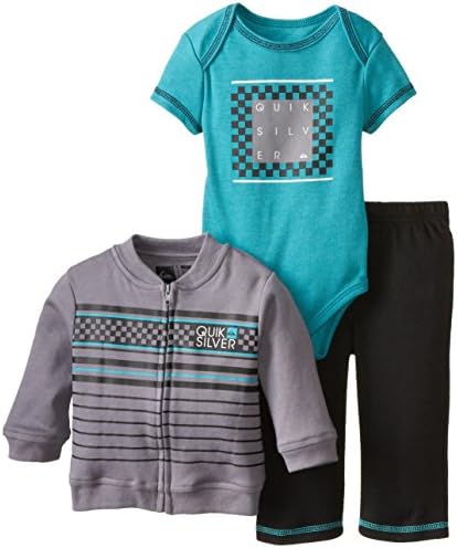 Quiksilver Baby-Boys Newborn Jacket Pants Creeper, Gray, 0-3 Months