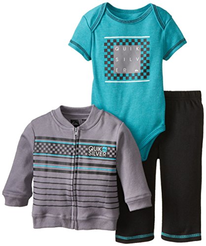 Quiksilver Baby-Boys Newborn Jacket Pants Creeper, Gray, 0-3 Months