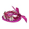 Hot Pink Silver Flower Multi Strand Adjustable Friendship Fashion Bracelet