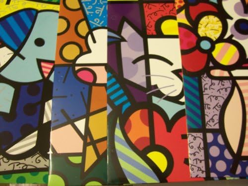 Britto 4 Folder Set ~ Puppy, Kitten, Ice Cream Cone, Flowers in Vase