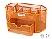 EasyPAG Mesh Pen Holder Desk Organizer with Drawer Stationery Supplies Organizer for Dorm School 9 Compartments Workspace Desk Accessories Organization for Office, Orange
