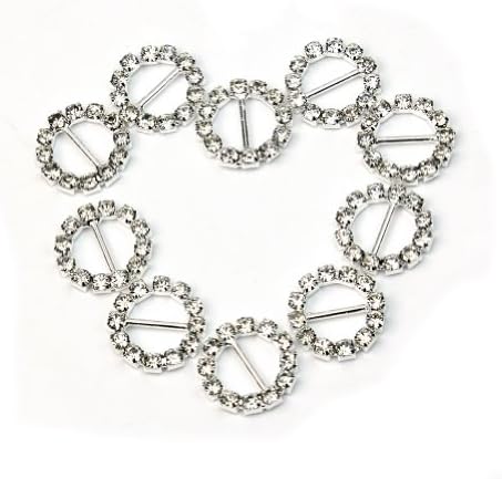 AllCraft 10pcs Fashion Round A-Grade Rhinestone Ribbon Buckles Slider Scrapbooking 17mm