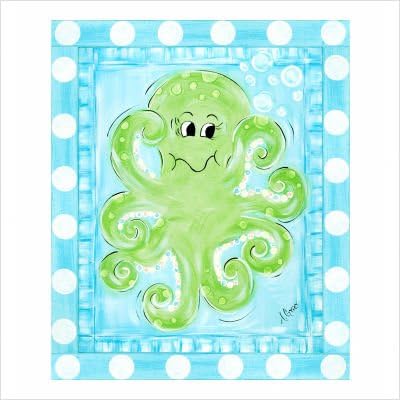 Green Frog Art Canvas Gallery Wrapped Art, Octopus