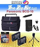TheZipKit PLUS for Panasonic BCG-10. Includes: Deluxe Accessory Case, Mini Tripod, 2 BCG-10 1200mAh batteries, mini AC/DC Charger, Tripod, LCD Protector and more. Batteries made with Cells from Japan or USA! (NON OEM). Compatible with DMC-TZ6, DMC-TZ7, DMC-ZS1, DMC-TZ7S, DMC-TZ7T, DMC-ZS5, DMC-ZS1K, DMC-ZS1S, DMC-ZS3A, DMC-ZS3K, DMC-ZS3R, DMC-ZS6, DMC-ZS7, DMW BCG10E, DMW BCG10PP.