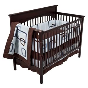 blue and brown baby bedding