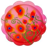 Unusual Mod Retro Look French Art Round Tray, Poppy Design
