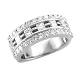 14k White Gold Round and Princess Cut Diamond Anniversary Wedding Ring / Band, Size 7 (G-H, SI-I, 1.75 carat)
