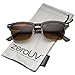 zeroUV - Classic Horn Rimmed Square Lens Semi-Rimless Sunglasses 52mm